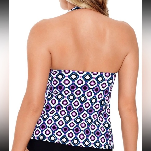Swim Solutions Women's 5540580 Multicolor Halter Strap Tankini Swim Top Size 14 - Picture 2 of 4